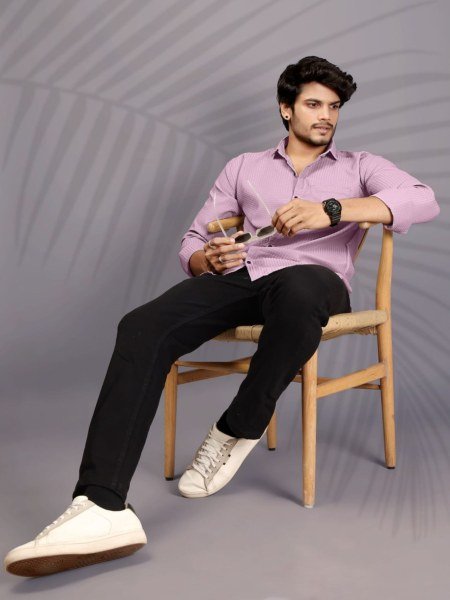 Pink Popcorn Shirt for Men Trendy Party Wear Style Mens Wear