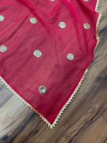 Pink Stylish Georgette Gown   Dupatta With Fancy Belt  Ready To Wear Collection