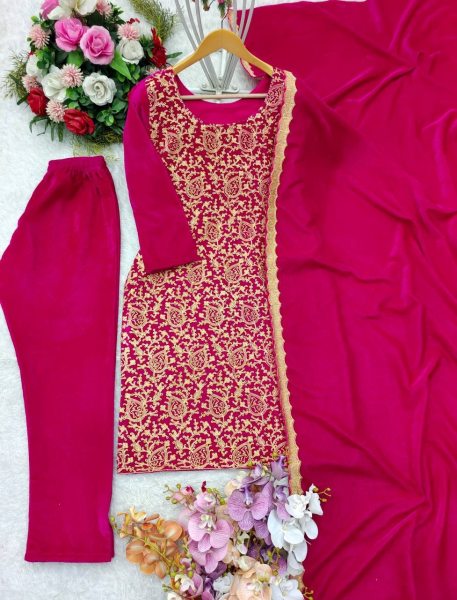 Pink Velvet Sequence Work Ready To Wear Salwar Suit At Wholesale Rate Ready To Wear Collection