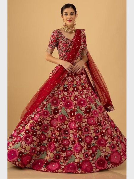 Pink Wedding Designer Velvet Lehenga Choli With Sequence  Work  Bridal Lehenga Choli