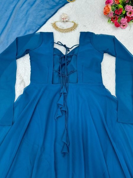 Plain Faux Georgette Flair Kurti With Dupatta Kurti With Dupatta Wholesale