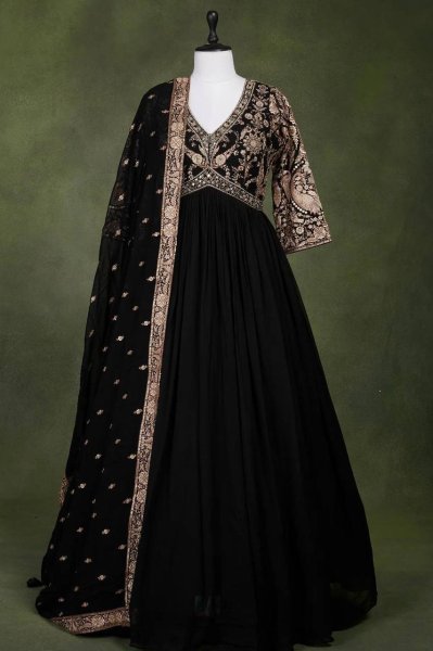 Flawless Georgette Gown   Embroidered Sequins Work   Dupatta Anarkali Kurtis 