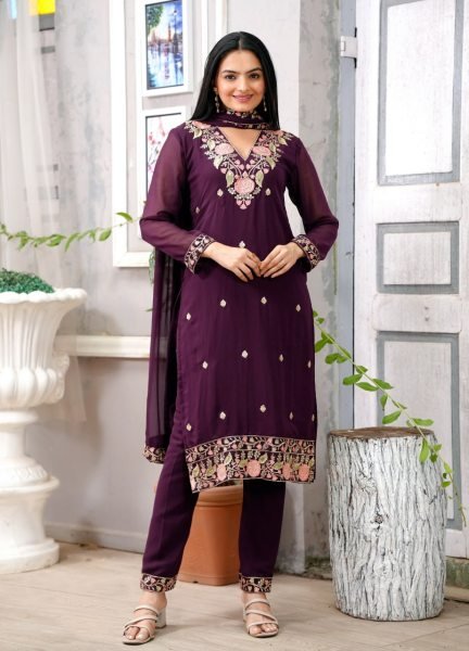Premium 3 Piece Georgette Suit Heavy Embroidery with Dupatta Full Stitched for Party &  Festive Wear Wholesale Deal 3 Piece Kurti Set