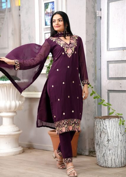 Premium 3 Piece Georgette Suit Heavy Embroidery with Dupatta Full Stitched for Party &  Festive Wear Wholesale Deal 3 Piece Kurti Set