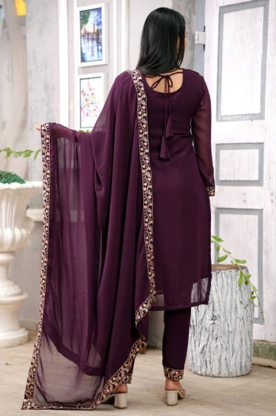 Premium 3 Piece Georgette Suit Heavy Embroidery with Dupatta Full Stitched for Party &  Festive Wear Wholesale Deal 3 Piece Kurti Set