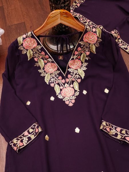 Premium 3 Piece Georgette Suit Heavy Embroidery with Dupatta Full Stitched for Party &  Festive Wear Wholesale Deal 3 Piece Kurti Set