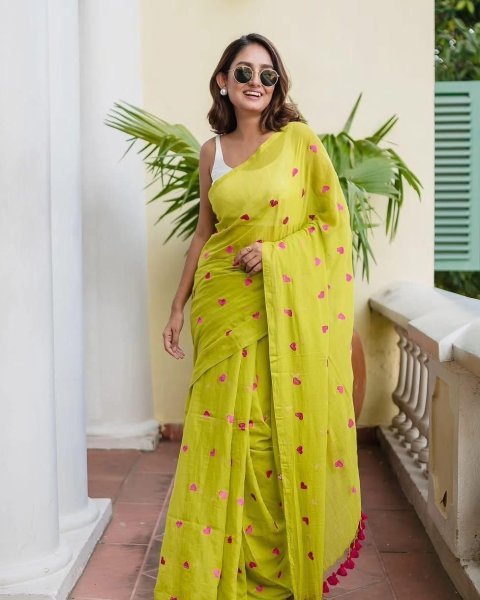 Premium Allover Heart Work Cotton Saree Lightweight    Breezy Look Cotton Sarees Wholesale