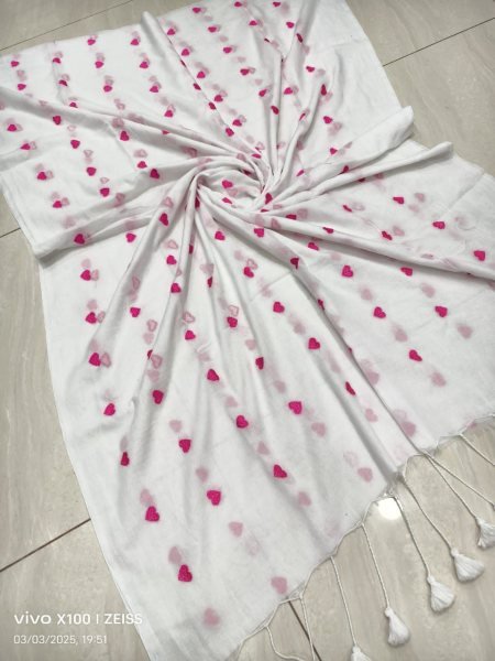 Premium Allover Heart Work Cotton Saree Lightweight    Breezy Look Cotton Sarees Wholesale