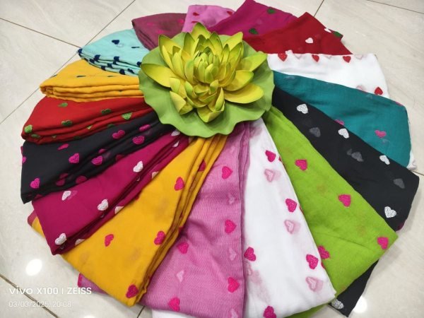 Premium Allover Heart Work Cotton Saree Lightweight    Breezy Look Cotton Sarees Wholesale