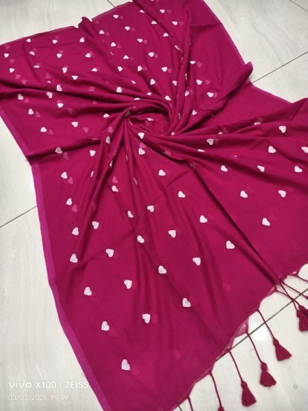Premium Allover Heart Work Cotton Saree Lightweight    Breezy Look Cotton Sarees Wholesale