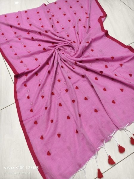 Premium Allover Heart Work Cotton Saree Lightweight    Breezy Look Cotton Sarees Wholesale