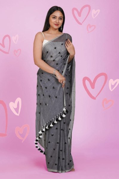 Premium Allover Heart Work Cotton Saree Lightweight    Breezy Look Cotton Sarees Wholesale