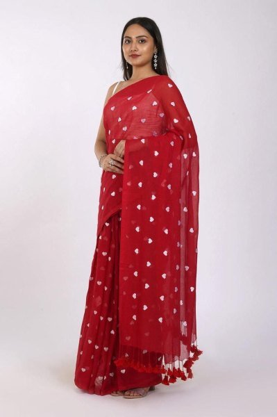 Premium Allover Heart Work Cotton Saree Lightweight    Breezy Look Cotton Sarees Wholesale
