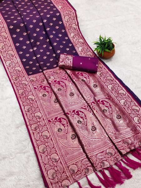 Premium Banarasi Silk Saree with Rich Pallu and Tassels Multi Color Collection Sarees 