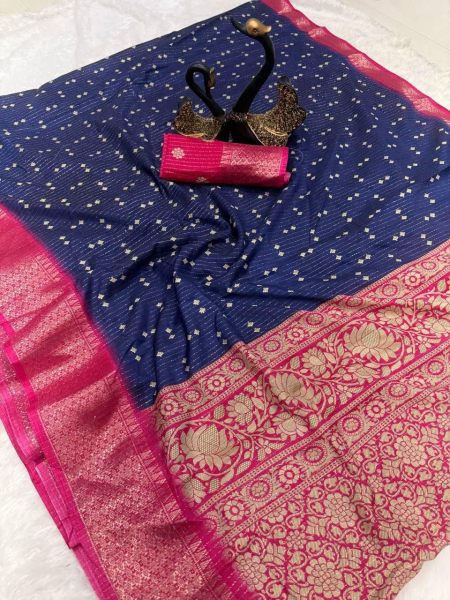 Premium Bandhani Dola Silk Sarees with Contrast Border & Printed Pallu Silk Sarees Wholesale