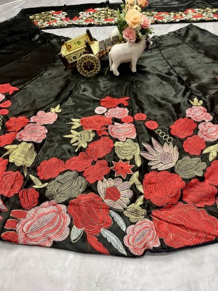 Premium Multi-Color Flower Work Lehenga Choli Fully Embroidered Japan Silk Designer Set Perfect for Weddings Lowest Wholesale Price Designer Lehenga Choli