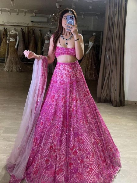 Premium Butterfly Soft Net Embroidery Work Lehenga Choli  Lehenga