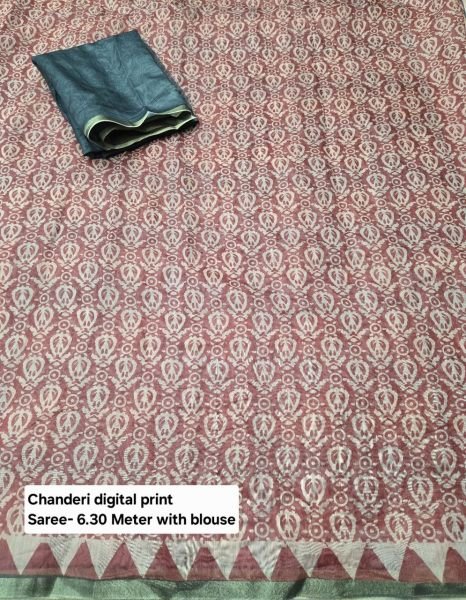 Premium Chanderi Silk Saree with Artistic Digital Print & Golden Edge Finish Printed Cotton Sarees Wholesale