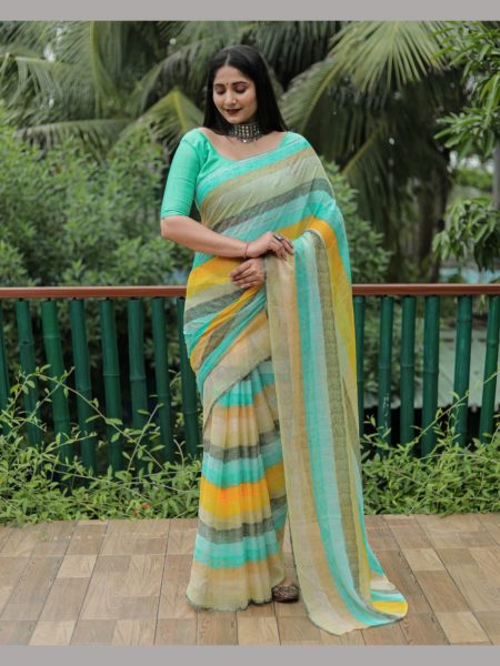 Premium Chiffon silky sarees  with Bangalori Silk Blouse Pure Chiffon Sarees Wholesale