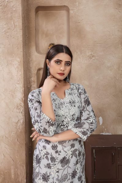 Premium Chikankari Embroidered Kurta with Cotton Pant Kurti With Bottom Wholesale