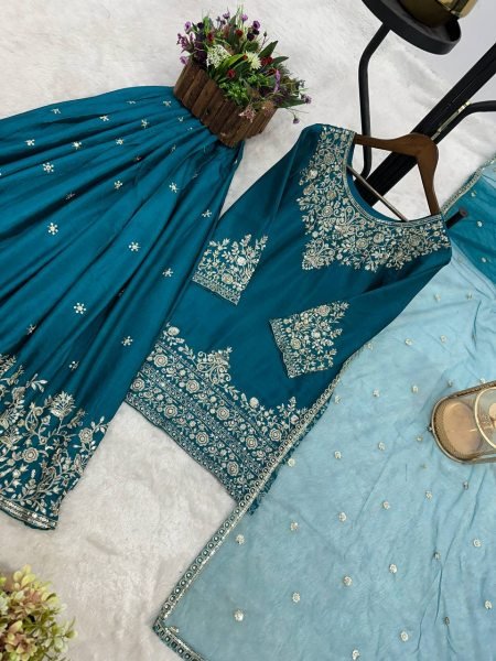Premium Chinnon Silk Lehenga with Embroidered Top &  Fancy Dupatta VIP Party Look Ready To Wear Collection