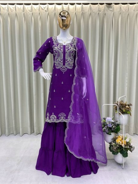 Premium Chinon Embroidered Lehenga Set with Organza Dupatta Heavy Party Wear Ready to Wear Set Bulk Stock at Low Price 