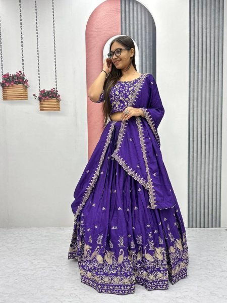 Premium Chinon Embroidered Ready to Wear Lehenga Choli Party Wear Collection by Online Garment Dealer New Launch at Best Price