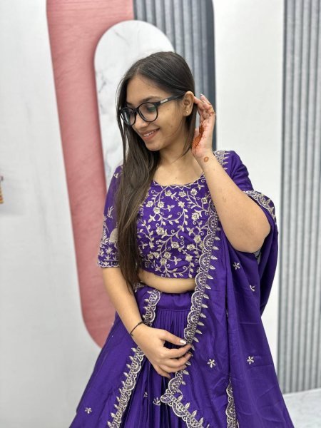 Premium Chinon Embroidered Ready to Wear Lehenga Choli Party Wear Collection by Online Garment Dealer New Launch at Best Price Designer Lehenga Choli