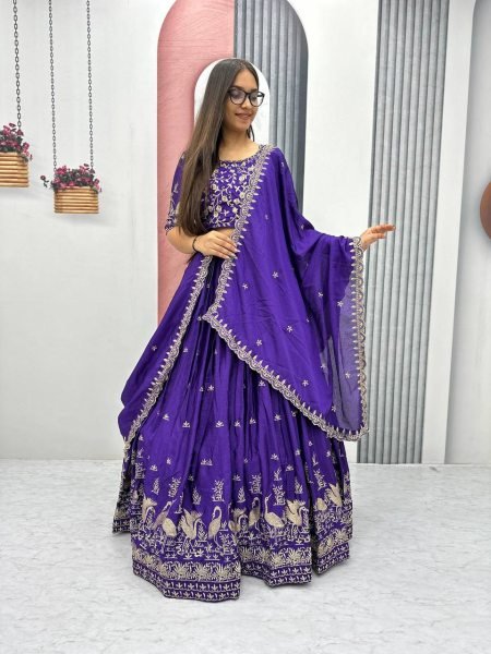 Premium Chinon Embroidered Ready to Wear Lehenga Choli Party Wear Collection by Online Garment Dealer New Launch at Best Price Designer Lehenga Choli