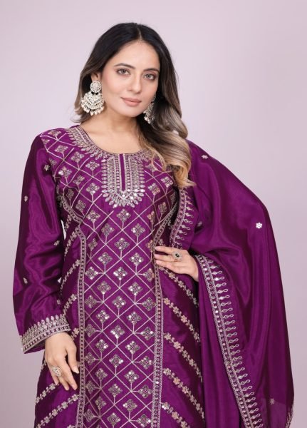 Premium Chinon Silk Ready to Wear Suits with Heavy Embroidery   Mirror Work Festive Collection at Wholesale Rates from Surat Ready To Wear Collection