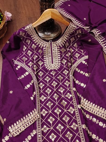 Premium Chinon Silk Ready to Wear Suits with Heavy Embroidery   Mirror Work Festive Collection at Wholesale Rates from Surat Ready To Wear Collection