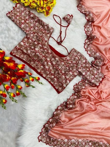Premium Chinon Silk Saree With Sequence Work Silk Sarees Wholesale