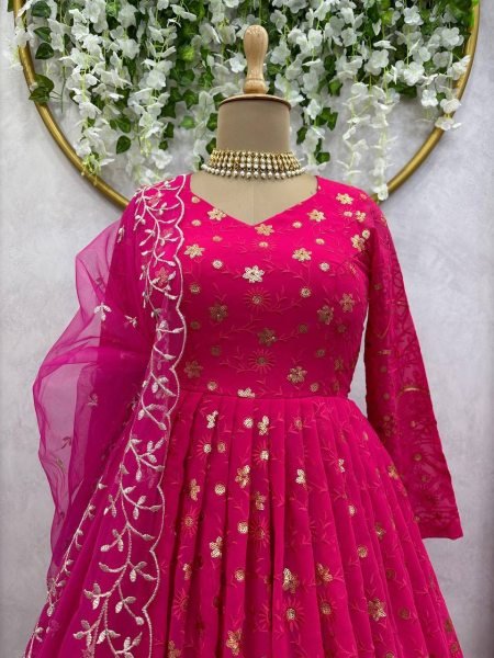 Premium Collection Georgette Gown With Dupatta  Ready To Wear Collection