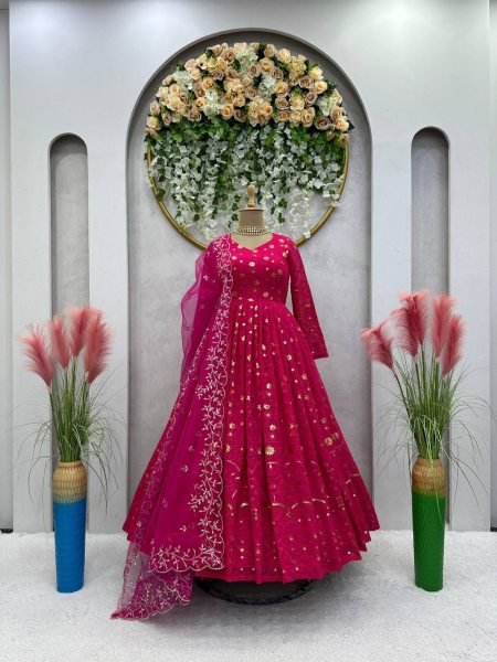 Premium Collection Georgette Gown With Dupatta  Ready To Wear Collection