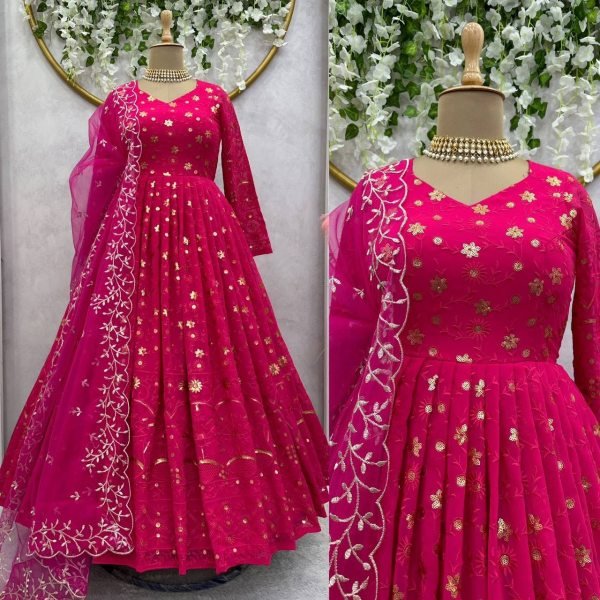Premium Collection Georgette Gown With Dupatta  Ready To Wear Collection