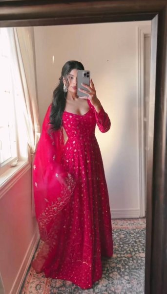 Premium Collection Georgette Gown With Dupatta  Ready To Wear Collection