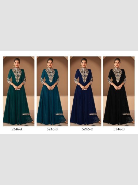 Premium Collection Georgette Sequence Work Gown Pant With Dupatta  Anarakali Gown Wholesale