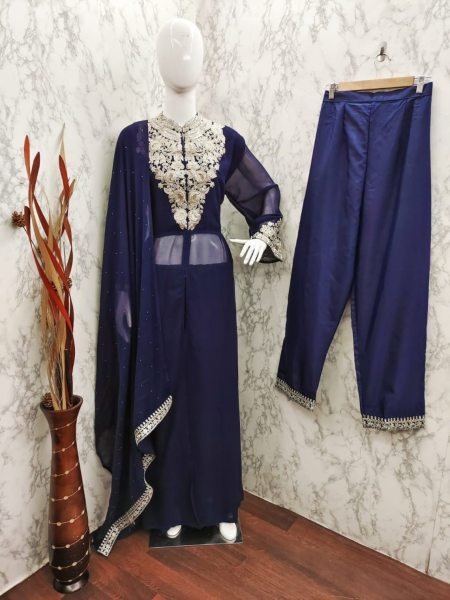 Premium Collection Georgette Sequence Work Gown Pant With Dupatta  Anarakali Gown Wholesale