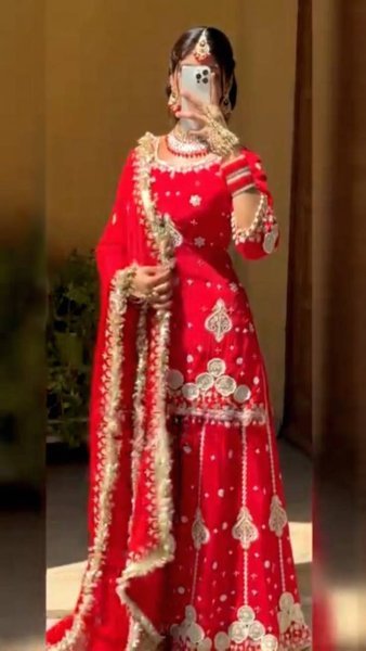 Premium Crafted Red Fully Stitched Georgette Embroidered Suit Perfect for Wholesaler  Ready To Wear Collection