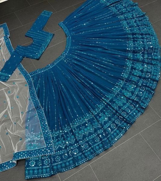 Premium Designer Blue Embroidery with Sequence Lehenga Choli  Designer Lehenga Choli