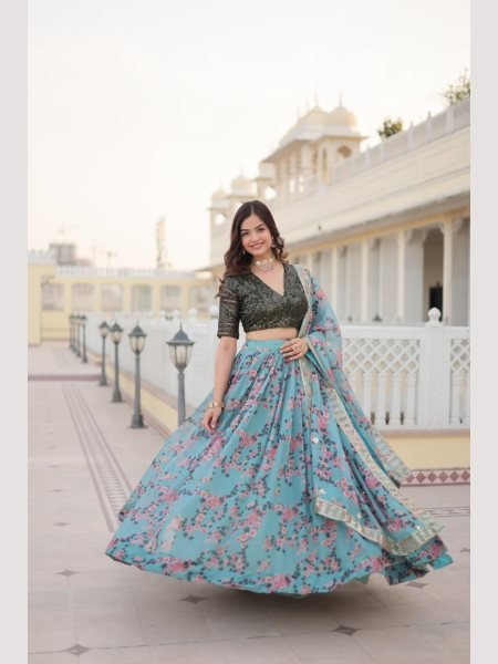 Premium Digital Printed Russian Silk Lehenga Choli  Designer Lehenga Choli