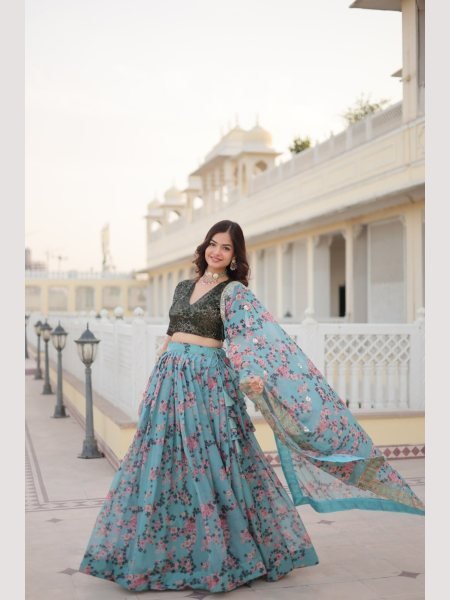Premium Digital Printed Russian Silk Lehenga Choli  Designer Lehenga Choli
