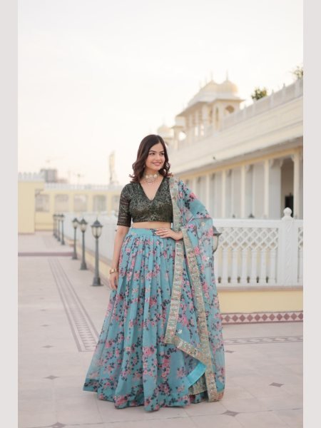 Premium Digital Printed Russian Silk Lehenga Choli  Designer Lehenga Choli