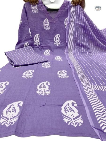 Premium  Embroidery Work Kurti With Bottom  3 Piece Kurti Set