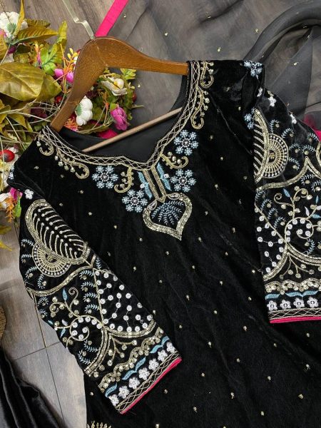 Premium Embroidery Work Suit Pant Dupatta Set Ready To Wear Collection