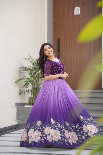 Premium Faux Blooming Embroidery Gown Digital Print Party Wedding Collection 2025 Wholesale Deals for Resellers Anarkali Kurtis 