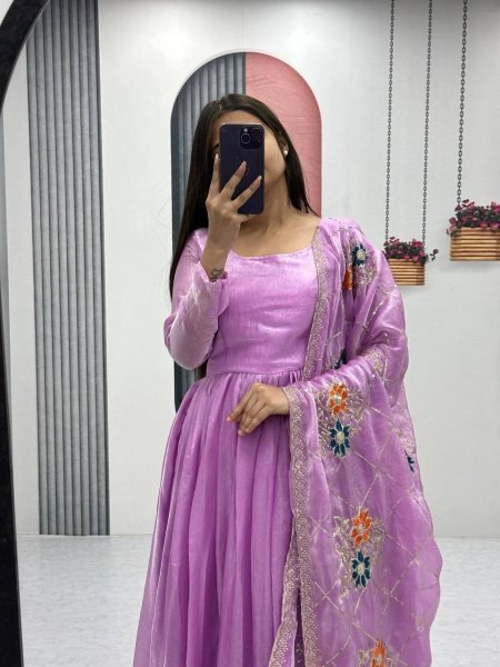 Premium Fendy Gown Set Embroidered Sequence Work New Collection Ready to Wear Gown at Wholesale Price Kurti With Dupatta Wholesale