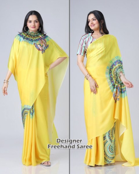 New Collection Premium Floral Print Ready to Wear Saree with Satin Georgette Fabric Ready To Wear Saree 