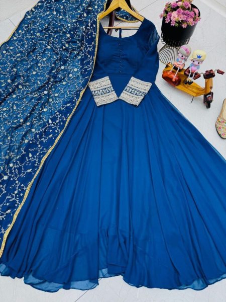 Premium Fox Georgette  Anarkali Gown With Dupatta  Anarakali Gown Wholesale