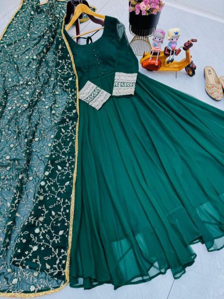 Premium Fox Georgette  Anarkali Gown With Dupatta  Anarakali Gown Wholesale